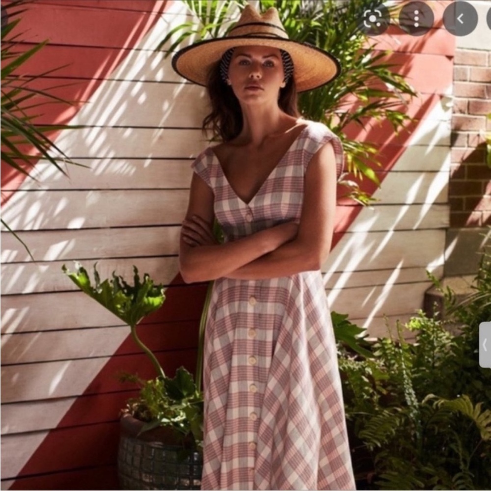 Veronica Beard Finn Checked Crepe Handkerchief Plaid Midi Dress Pockets Size 2 - Picture 15 of 16